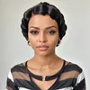 Luvkiss Trendy Limited Design Short Pixie Cut Finger Wave 13x4 Human Lace Front Wig 150% Density Hair Wigs