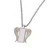 Pendentif Colliers Sublimation Blanks Collier Angel Wing Transfert de chaleur Bezels Bijoux Couple Cadeau Drop