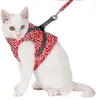 Hundkrage Pet Cat Vest Outdoor Travel Harness Leash Set för valp Floral Mönster Kattunge Walking Traction Rope Products