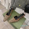 Designer - sandali slingback da donna con pompa aria, scarpe slingback sono presentate in rete nera con fibbia posteriore con motivo scintillante di cristalli