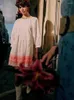 カジュアルドレス2023春と夏の牧歌的なドット刺繍ルーズミニドレスの女性