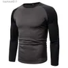 T-shirts voor heren Mode Patchwork T-shirts voor heren O-hals Fitness Gym Tee Tops Zomer Sneldrogend Lange sle Hardlopen Bodybuilding Sportkleding L231208