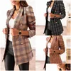 Ternos femininos blazers duplo breasted botão estilo militar blazer mulheres outono inverno elegante senhora do escritório roupas femme gota de dh1pn