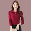 Blusas femininas camisa branca mulheres chiffon manga longa para tops básicos finos camisas de moda coreana outono roupas de trabalho