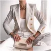 Damskie garnitury Blazery Nibesser Blazer Women Office Office Kurtka podwójnie piersi harajuku szczupły dopasowanie kobiety 2021 powłok damski strój dro dhvls