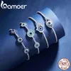 Chain Bamoer 925 sterling zilveren ronde Devil's Eye Tennisarmband Lucky Fatima's Guarding Hand Chain-armband voor dames Fijne sieraden YQ231208