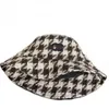 Dames Emmer Hoed Katoen Warm Houndstooth Print Geruite Pluizige Cap Winter Zonbestendig Hoofddeksel voor Sunmmer Strand Reizen Cadeau