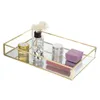 Aufbewahrungsboxen, Aufbewahrungstablett, goldfarben, quadratisch, Glas, Make-up-Organizer, Obsttablett, Dessertbrett, Schmuckdisplay, Spiegelhalterung, Heim- und Küchendekoration, 231208