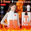 Gilets pour femmes 9 zones gilet de chauffage femmes veste d'hiver thermique électrique camping en plein air infrarouge USB chauffé 231207