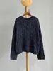 Women's Sweaters Italy B C Silk Linen Sequined Ladies Long Sleeve Open-Knit Sweater Loose Casual