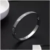 Bangle Titanium Steel 3 Row Fl Diamond Bracelet Fashion Women Men Chirstmas Bracelets Distance Jewelry Gift With Veet Bag Drop Deliver Dhhdm