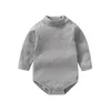 Barboteuses Hiver bébé garçon body col roulé solide body pour les tout-petits à manches longues coton Costume né Twin vêtements combinaison 231207