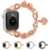 Bracelet chaîne coeur amoureux de la mode pour Apple Watch Ultra 9 bande 8 7 6 5 Se 4 Ultra 2 Bracelet en acier inoxydable en métal bracelet mignon Iwatch 40mm 41mm 42mm 44mm 45mm 49mm