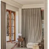 Curtain Modern Jacquard Pure Color Cotton And Linen Full-shaded Cloth Living Room Bedroom Balcony Floating Window Curtains