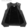 Men's Vests 2023 Winter Men Thick Warm Fleece Leather Vest Coat Male V-Neck Single Breasted Vest Casual Male Clothing Outerwear Q231208