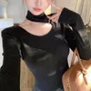 Koszule damskie 2023 Autumn for Women Crop Tops Vintage Korean Retro High Street Nieregularna koszulka koszulka uliczna