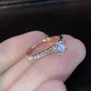 Hochzeitsringe Klassiker 4 CLS Design Runde Zirkonia Frauen Hochzeit Engagement Ringe 3 Farben verfügbar Flacher Brautschmuck heißer Verkauf