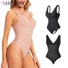 Body per donna sexy perizoma integrato reggiseno push up petto liscio scollo a V body shaper controllo pancia dimagrante imbottito senza schienale Shapewear