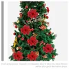 Decorative Flowers Fake Poinsettia Glitter Christmas Decors For Home Tree Garland Wreath Pendant Decor