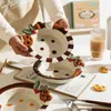 Platen Hoge uitstraling Horizontaal Keramisch Reliëf Dessertbord Cadeau Fruit Pastasalade Kookgadget Dinerset en gerechten