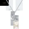 Joyería fina, collar con colgante de perlas de agua dulce de Plata de Ley 925 con diamantes de moissanita para boda