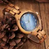Autres montres Charme Concise Cadran bleu Quartz Montre en bois Dames Bracelet réglable Bracelet Poignet Femme Reloj Mujer 231207