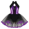 Girl Dresses Girls Ballerina Ballet Tutu Mesh Dance Dress Sleeveless Sequin Gymnastics Leotard Princess Stage Performance Dancewear