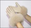 Fem fingrar handskar högklassiga kvinnors läderhandskar fårskinn vinter varm plus sammet tjocka manschetter stora räv pälshandskar pekskärmhandskar 231207