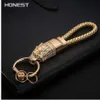 HONEST Dragon Keychains Men Key Chain Car Key Holder Ring Jewelry Bag Pendant Genuine Leather Rope Gift High End Keychain289z