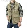 Gilets pour hommes Gilet de déchargement pour hommes tactique manteau d'équipement palmé été photographe gilet outil de nombreuses poches maille travail veste sans manches mâle Q231208