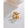 Fascino Yhpup Piccolo Chic Moda Orecchini pendenti in acciaio inossidabile Charms Squisiti fatti a mano in oro Colore Avvolgimento di gioielli Perline di cristallo Bijoux 231208