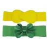 Belts 2 PCS Belt: 1 8-Shaped Faux Leather Buckle Elastic Belt Yellow & Green Flower 7.5Cm Wide Cinch Be