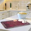 Tapis de Table rouge rétro, tapis de séchage de vaisselle pour la cuisine, microfibre absorbante, petit coussin résistant à la chaleur