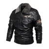 Herren Leder Faux Herbst und Winter Stickerei Original Moto Biker Mantel Jacke Motorrad Stil Casual Warm Mantel 231208