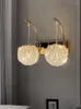 Lampada da parete con sfera di cristallo appesa per soggiorno, camera da letto, comodino, soppalco, per interni, decorazioni moderne in oro, lampade a LED