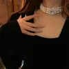Pendentif Colliers MENGJIQIAO gros Style Vintage 3 couches perle collier ras du cou pour les femmes élégant cristal court bijoux de fête 231208