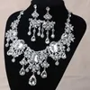 Bröllop smycken set afrikanska pärlor smycken set stora strass vatten droppe uttalande halsband örhängen set klassiska indiska kristall brud smycken set 231208