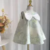 Girl Dresses Fashion Sleeveless Floral Printed Princess Dress Fluffy Baby Birthday Patry Elegant Flower Girls Ball Gown Vestidos