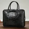 Porte-documents de luxe peau de Crocodile en cuir véritable, mallette d'affaires pour hommes, sac à bandoulière Alligator, messager pour ordinateur portable