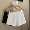 Shorts femininos branco luxo brilhante engrossar tweed para mulheres outono inverno cintura alta elegante diamantes duplo breasted calças de lã