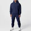 Herrspårar män solid zip cardigan kostym vår höst hoodie jogging byxor fitness casual kläder sportkläder uppsättning plus storlek