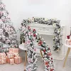 Julekorationer 2,7 m LED Rattan Banner Wreath Decoration Artificial Christmas Rattan Banner Hanging Light Pendant Luxury Xmas Home Party Decor 231207