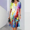 Casual Dresses Women's 2023 Summer Tie-Dye Printing Travel Party Vintage Y2K Elegant Loose Short Sleeve