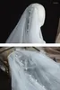 Welony ślubne Perły 260 cm 80 cm podwójne warstwy Tiul Modne proste korea welonowe ozdoby ślubne z metalowym grzebieniem