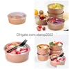 Conteneurs à emporter jetables 2050pcs Bols en papier kraft Bol à salade de fruits Emballage alimentaire Party Favor Away Bowl16Oz avec couvercle 230810 D Dhehq