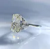 Anéis de casamento tendência 100% 925 prata real 9 * 1m branco g alto carbono anéis de diamante para mulheres casamento banda festa jóias finas presentes femininos 231208