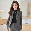 Zweiteilige Damenhose High-End-grauer Anzug Frühling und Herbst 2023 Business-Temperament Interview formelle Kleidung Jacke Overalls