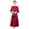 Casual Dresses Mother Wedding Dress Noble 2023 Autumn High-End Acetate Satin Silk Young Cheongsam