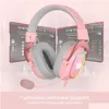 Tangentbord n ​​Pink Earpiece RGB Wired Gaming Headset - 7.1 Surround Sound MTI Platforms Hörlur USB Powered For PC/PS4/NS Drop Deliver DHAP