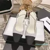 Diseñador - Pisos de cuero clásicos Tacones de gatito Sandalias Slingback bombas 6.5 cm Tacones de bloque gruesos Zapatos de vestir Sandalias de mujer para mujer Boda